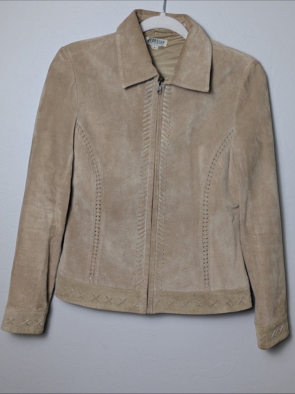Georgiou Studio genuine Suede Leather jacket Western Cowgirl Sz 8